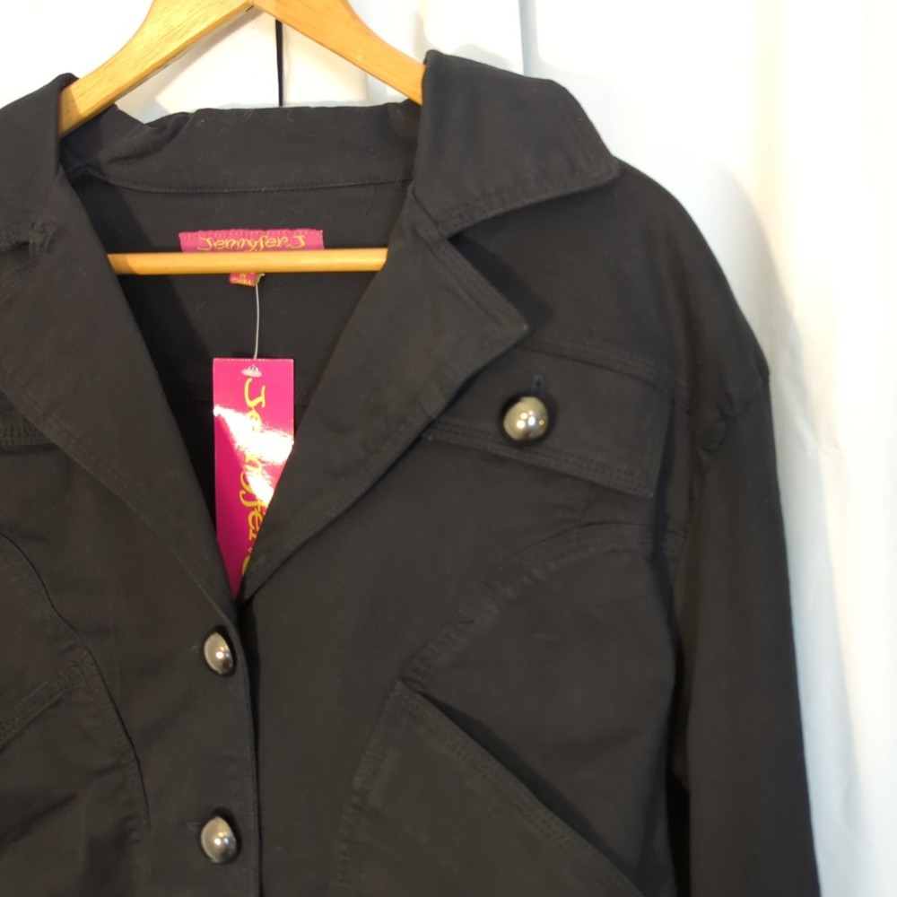 Jennyfer J Denim Jacket Women's 3x Black Crop NWT